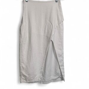 Abercrombie & Fitch White linen midi wrap skirt long slit size XS